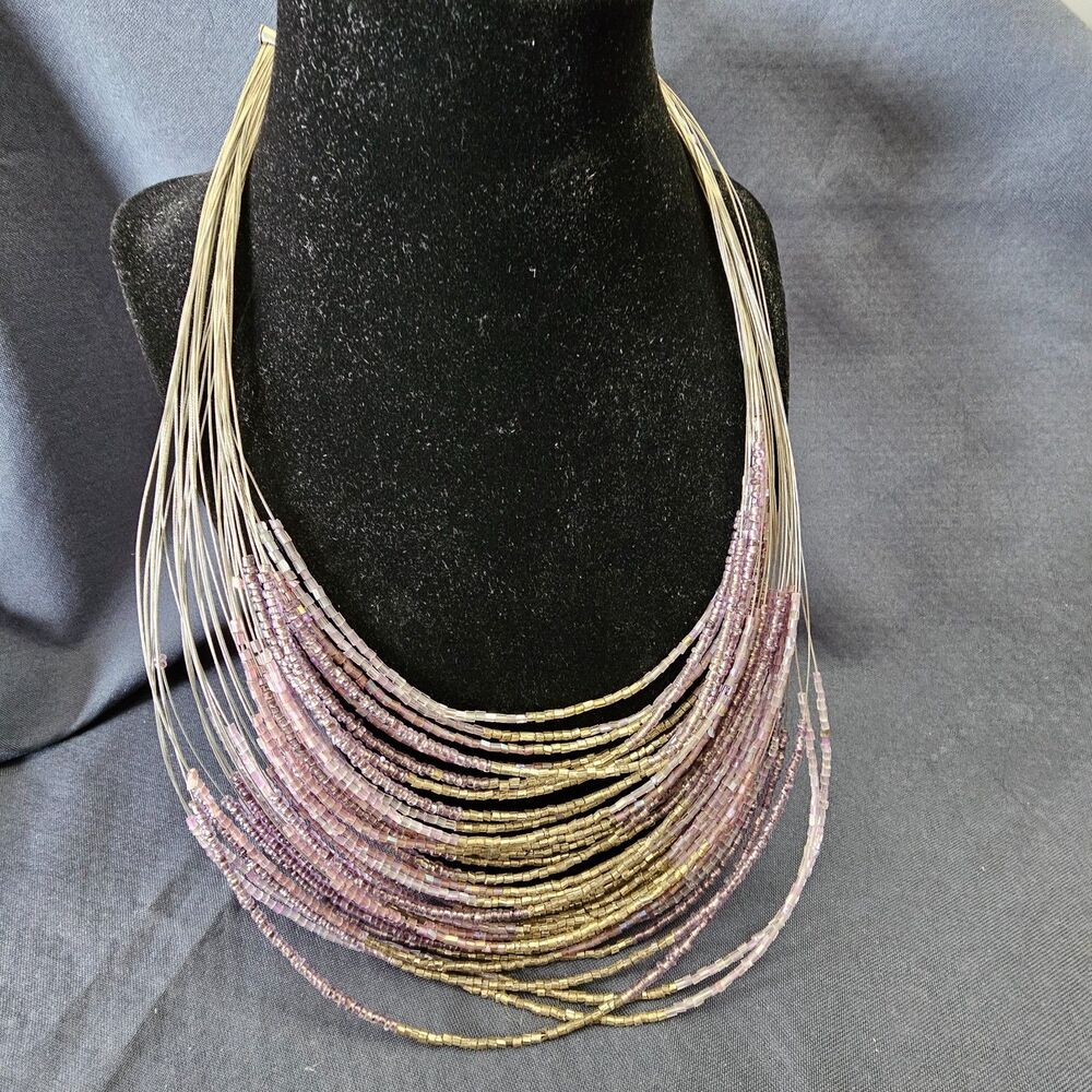 Sonoma Purple Beaded Necklace Earring Set NWT Silver Layered